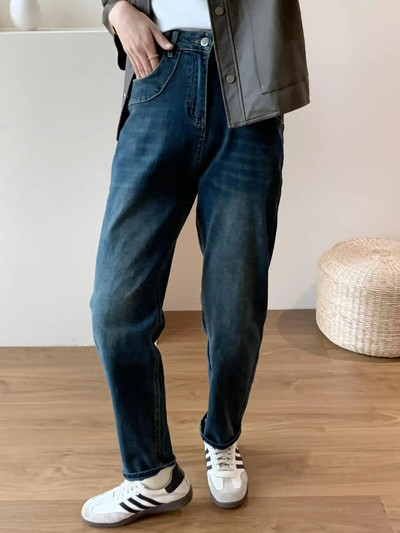 ZHISILAO Vintage harem jeans ženske klasične plave elastične ravne traper hlače Streetwear 2023.
