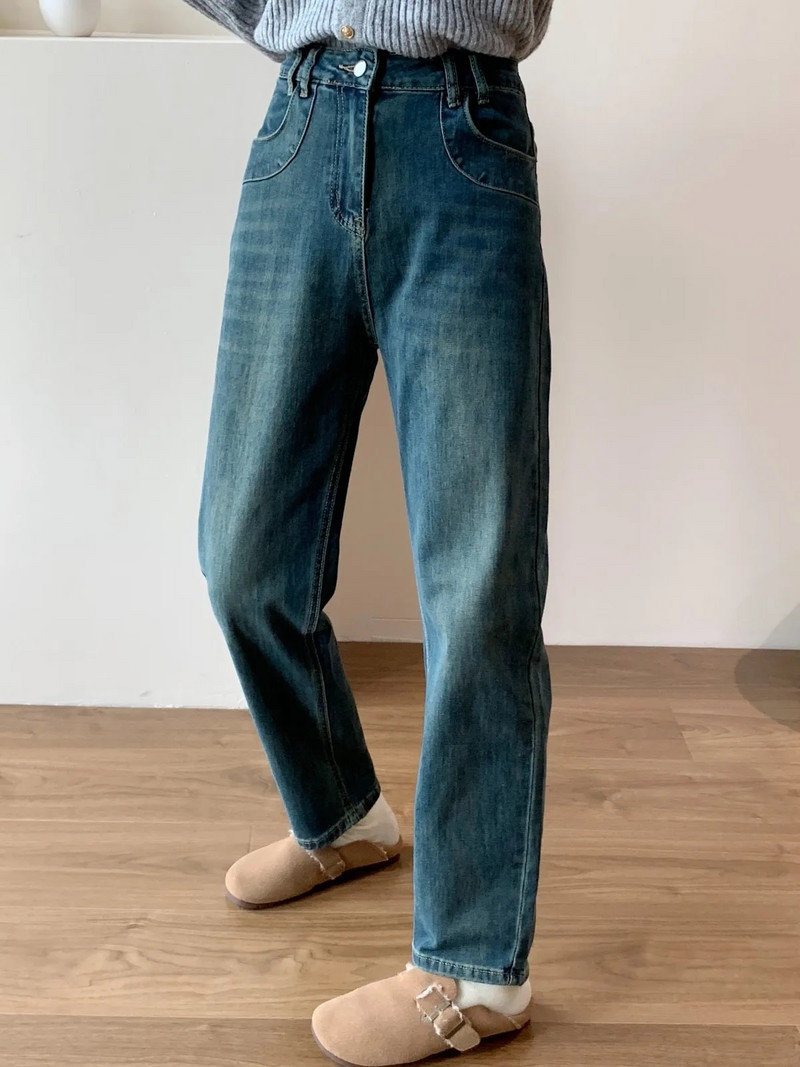 ZHISILAO Vintage harem jeans ženske klasične plave elastične ravne traper hlače Streetwear 2023.
