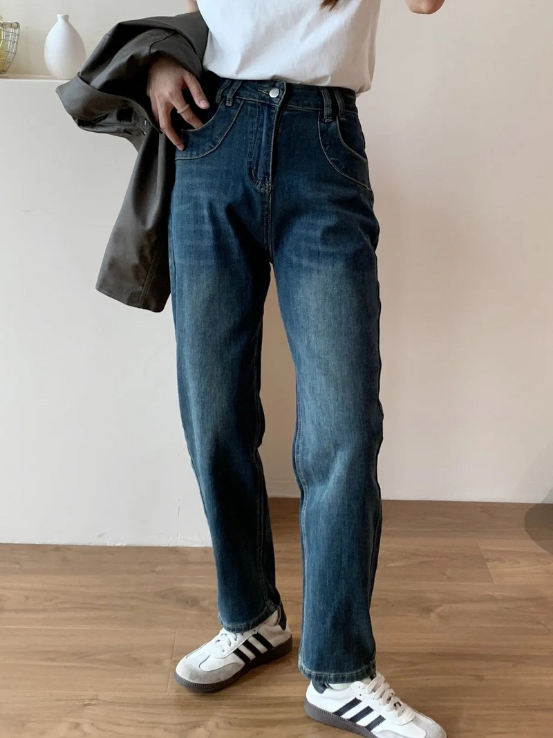 ZHISILAO Vintage harem jeans ženske klasične plave elastične ravne traper hlače Streetwear 2023.