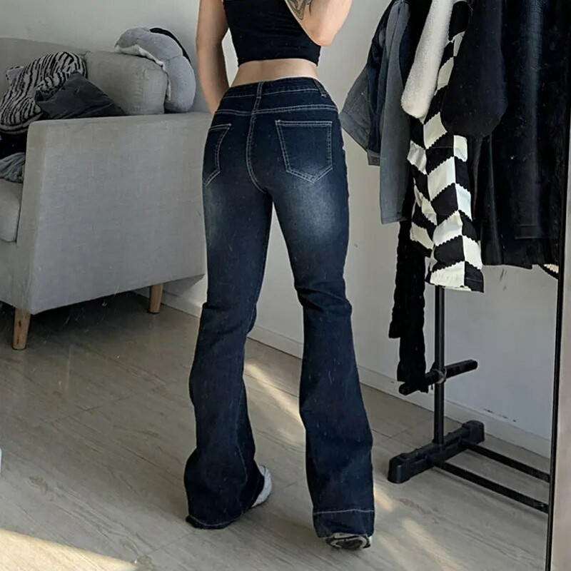Nove široke traperice Ženske hlače niskog struka Vintage estetske traper hlače Streetwear Mom Ležerne korejske modne Y2k traperice