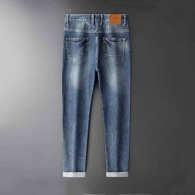 BROWON 2024 őszi új férfi farmernadrág, divatos egyszínű, cipzáras férfi bő farmer Középső, egyenes, alkalmi teljes hosszúságú farmer férfi ruhák