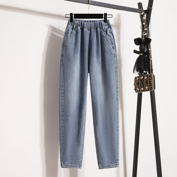 S-5XL Дамски дънки Еластична талия Свободни ежедневни дънкови харем панталони Пролет Есен Универсални панталони Големи размери Дамски дънки