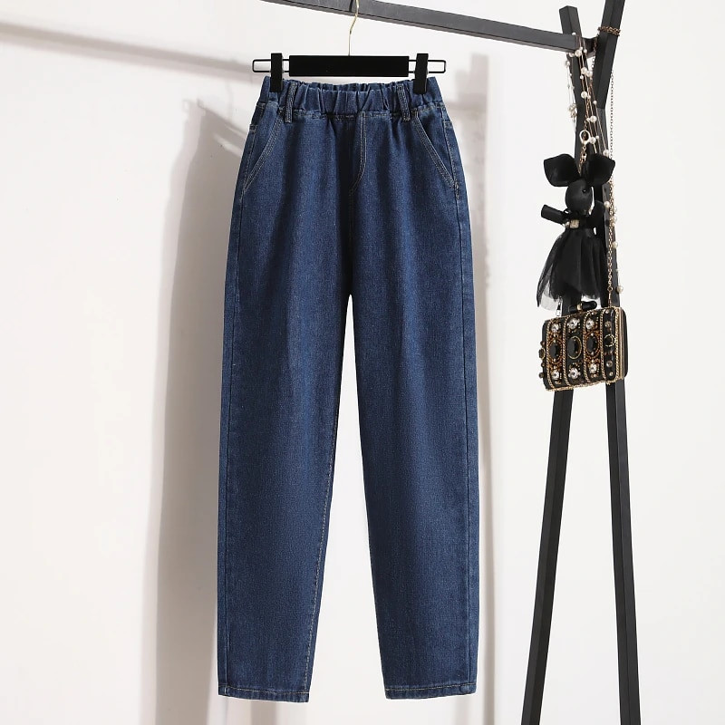 S-5XL Ženske traperice Elastični struk Labave ležerne traper harem hlače Proljeće Jesen Svestrane hlače Ženske traperice velikih veličina