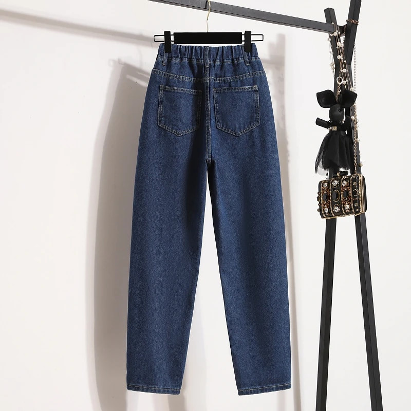 S-5XL Ženske traperice Elastični struk Labave ležerne traper harem hlače Proljeće Jesen Svestrane hlače Ženske traperice velikih veličina