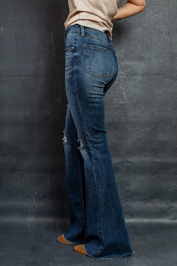 2021 Νέα γυναικεία ψηλόμεση σκισίματα Flare Jeans Fashion Stretch Skinny Slim τζιν μακρύ παντελόνι Street casual παντελόνι κορυφαίας ποιότητας