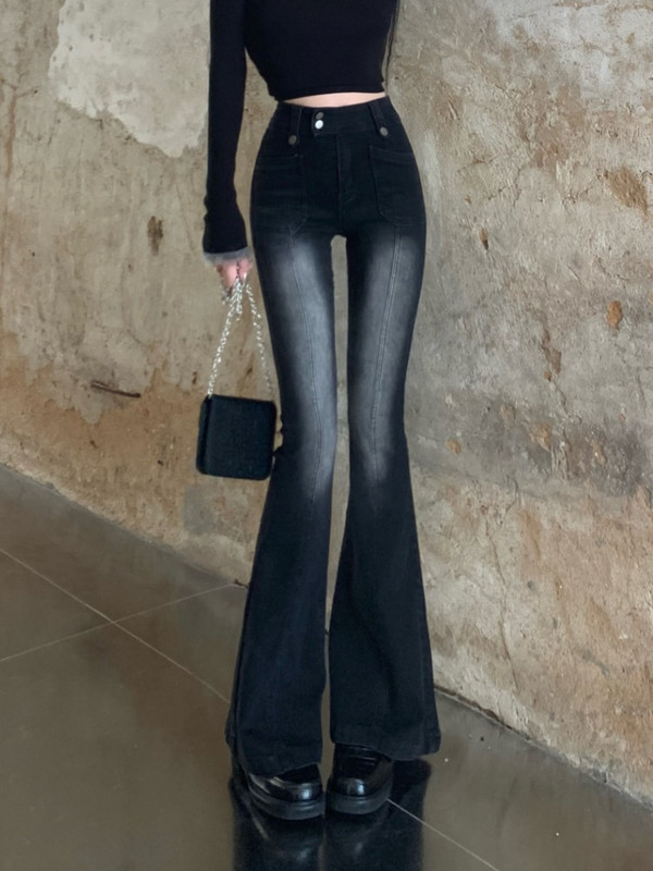 Zimske Y2K ležerne traperice Ženska ulična odjeća Visokog struka Chic uske široke hlače Ženske traper hlače u korejskom stilu Harajuku 2022.