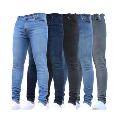 Elastingas juosmuo Skinny džinsai Vyriški juodi laisvalaikio gatvės apranga bėgimo kelnės Vyriški džinsai High Street Slim Fit Vyriškos mados džinsinės kelnės