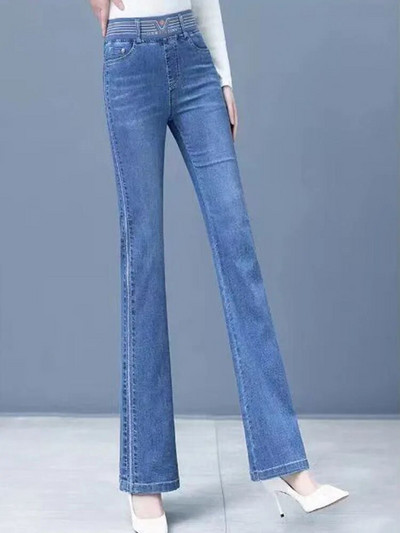 Bočne pruge visokog struka Skinny Flare Jeans Ženske korejske rastezljive traper hlače velike veličine 4xl Ulična odjeća do gležnja Kot Pantolon