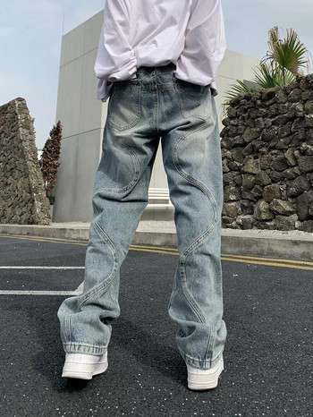 Ανδρικά ίσια μόδα μάρκας φαρδύ τζιν φαρδύ τζιν Ανδρικό Hip Hop Ρετρό Φαρδύ παντελόνι Cargo Ανδρικό ίσιο τζιν παντελόνι