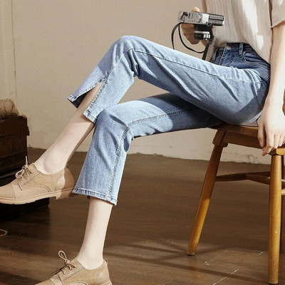 Traperice Ženske Split visokog struka Rastezljive lepršave Uske traper hlače Vintage Moda Ulična odjeća za sve vrste Uzročno Jednostavna Ulzzang Novo