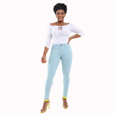 FAGADOER Fashion Solid Elasticity Ceruza Farmer nadrág Női Magas derekú gombos Farmer Leggings Tavaszi új minőségi cowboy alsó