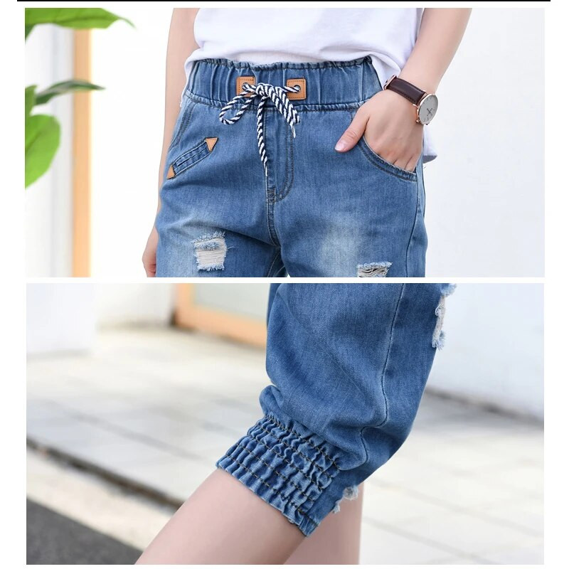 Γυναικεία τζιν Capris Summer 2023 Γυναικεία Φαρδιά τζιν σορτς μέχρι τη γάμπα Casual ψηλόμεσο παντελόνι χαρέμι φαρδύ τζιν