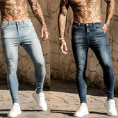 Nove ulične muške rastezljive traperice Ležerne muške vrhunske jednobojne uske uske hlače Modne sportske harajuku hlače za trčanje