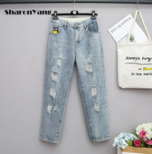 Blugi largi de femeie cu talie înaltă Blugi de femei de dimensiuni mari Blugi rupti pentru femei XL-6XL pantaloni denim