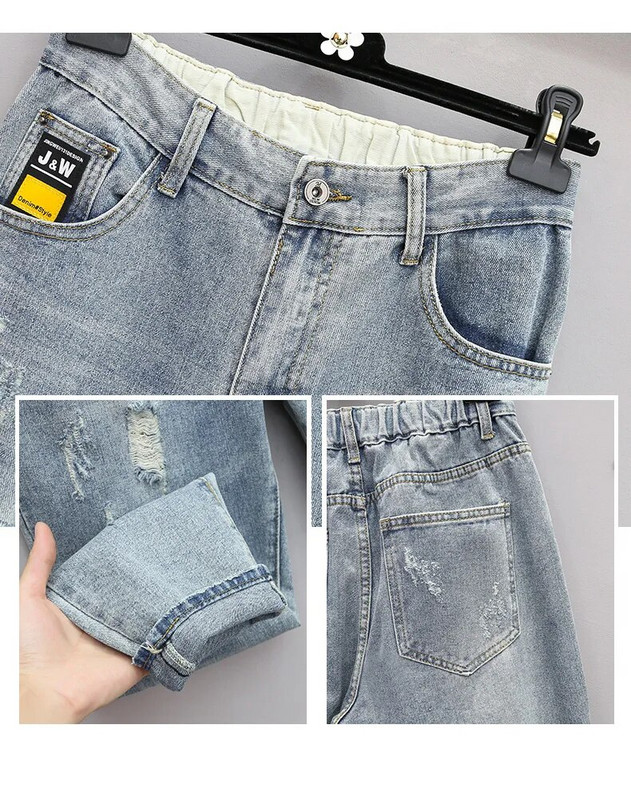 Blugi largi de femeie cu talie înaltă Blugi de femei de dimensiuni mari Blugi rupti pentru femei XL-6XL pantaloni denim