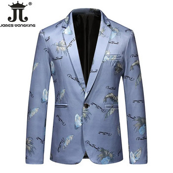2022 Νέα ανδρική μπουτίκ μόδας με εμπριμέ casual επαγγελματικό κοστούμι γαμπρός νυφικό ανδρικό σακάκι