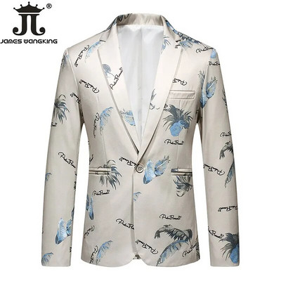 2022 Nou Moda Bărbați Boutique Imprimate Casual Costum de afaceri Jachetă Mire Rochie de mireasă Petrecere Blazer masculin