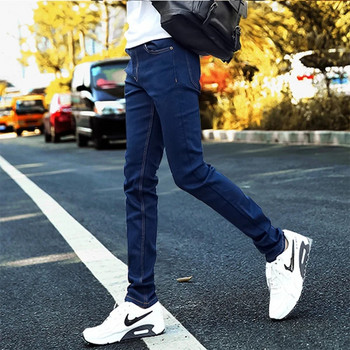5 χρώματα 2024 New Korean Slim Fit Feet Stretch Jeans Ανδρικό μπλε μολύβι παντελόνι μαύρο Skinny τζιν Ανδρικό ψηλόμεσο τζιν