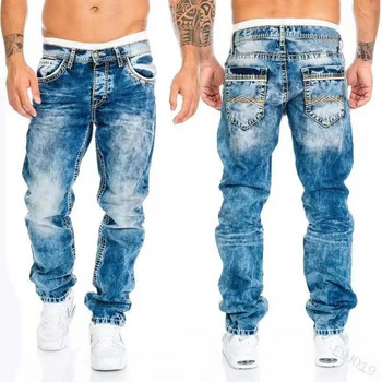 Мъжки дънки Brands Straight Stretch Slim Jean Homme Pantalones Hombre Casual Pants Denim Trouss Baggy Jeans Black Blue