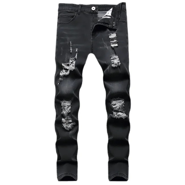 Modne uske poderane hlače s oštećenim traperom s ogrebotinama Muška dizajnerska odjeća Muške jean hlače za muškarce nova moda