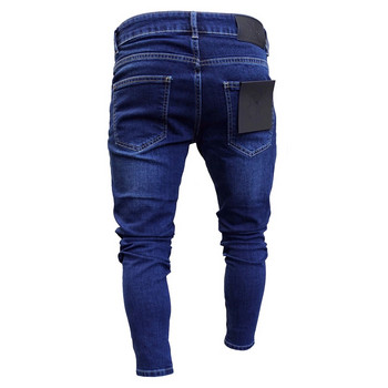 Мъжки тесни еластични дънки Разкъсани скъсани дънки Леки памучни панталони с нарязани дънки Cool Streetwear Fashion Dye Pants