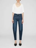 Blugi de damă 2023 Noua toamnă, 100% bumbac, cu talie înaltă, cu nasturi, pantaloni din denim perfecti