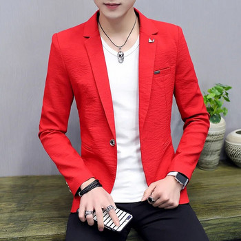 HOO 2024 Ανδρικό Personalized Wrinkle blazer Youth Spring and Autumn Handsome Casual Small blazers