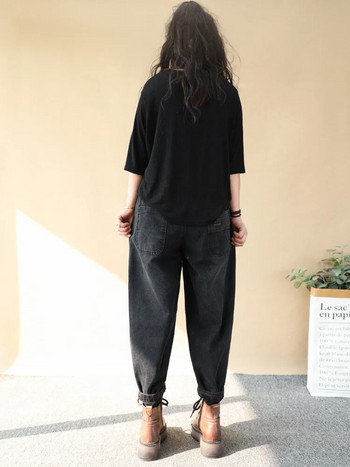 Max LuLu 2023 Японски дизайн Пролетна дамска мода Винтидж широки дънкови харем панталони Дамски ежедневни луксозни панталони Дънки с щампи