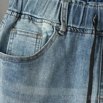 Καλοκαιρινό νέο μεγάλο μέγεθος τζιν γυναικείο ψηλόμεσο λεπτό παντελόνι χαρέμι εννέα πόντου παντελόνι συν μέγεθος παντελόνι 6XL 5XL