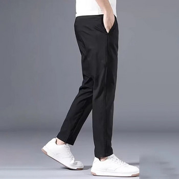 Ανδρικό Slim FIT Stretch παντελόνι Chino Casual Flat Front Flex Classic Full Παντελόνι Υπαίθριο Αθλητικό Μαλακό καθημερινό επαγγελματικό παντελόνι