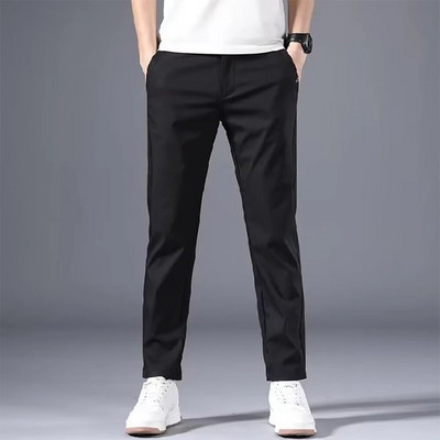 Pantaloni chino stretch pentru bărbați, slim FIT, ocazional, cu fața plată, cu flex, pantaloni clasici, plini, sport în aer liber, pantaloni moale, zilnic, de afaceri