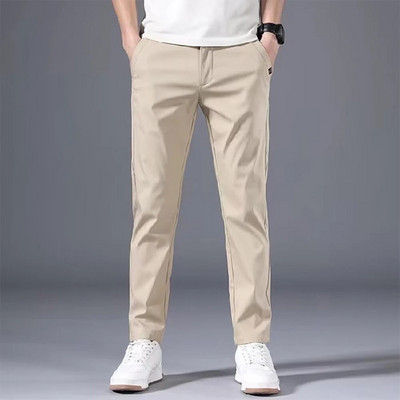 Pantaloni chino stretch pentru bărbați, slim FIT, ocazional, cu fața plată, cu flex, pantaloni clasici, plini, sport în aer liber, pantaloni moale, zilnic, de afaceri