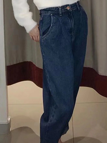Γυναικεία φθινόπωρο 2023 Νέα μόδα Casual τζιν ρετρό ψηλόμεσο κομψό φερμουάρ μπροστά και πίσω τσέπη Φαρδύ παντελόνι Mujer
