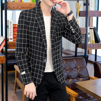Proljetna muška moda Poslovni Njegujte svoj moral Slobodno vrijeme Karirani uzorak Džentlmensko vjenčanje Presided Over Work Blazer
