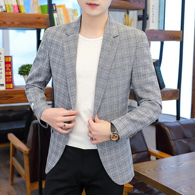 Proljetna muška moda Poslovni Njegujte svoj moral Slobodno vrijeme Karirani uzorak Džentlmensko vjenčanje Presided Over Work Blazer