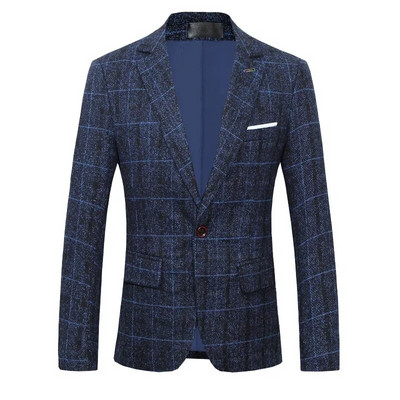 Vintage karirani blejzer Britanski elegantni rešetkasti muški blejzer sako Poslovno ležeran sako s jednim gumbom za muškarce Obični kaput