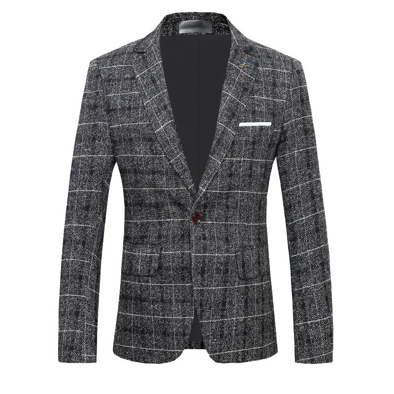 Vintage karirani blejzer Britanski elegantni rešetkasti muški blejzer sako Poslovno ležeran sako s jednim gumbom za muškarce Obični kaput