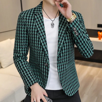 Пролет и есен 2023 г. Нов мъжки моден ежедневен костюм Тенденция за отслабване в дебело единично западно палто Момче с палто в корейска версия