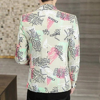 2022 Νέα Μόδα Κοστούμι με στάμπα Ανδρικό σακάκι με λεπτή εφαρμογή Casual Blazers Streetwear Social Club Prom Επίσημο Κοστούμι πάρτι παλτό Hommes