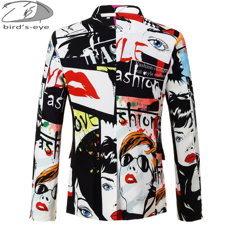 Muška jakna za jesen i zimu Muška modna jakna s vrućim žigom s printom, kaput za zabave, uski sako s jednim gumbom, muška jakna 3XL