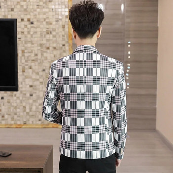 Νέο ανδρικό μπλέιζερ μόδας Κλασικό καρό κοστούμι vintage σακάκι ανδρικό παλτό μπουφάν με μονό κουμπί Ανδρικά slim fit Blazers Outwear Plus Size