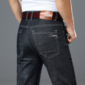 Klasične napredne rastezljive crne traperice Novi stil Poslovna moda Denim Slim Fit Jean hlače Muške robne marke Hlače plus veličina 46