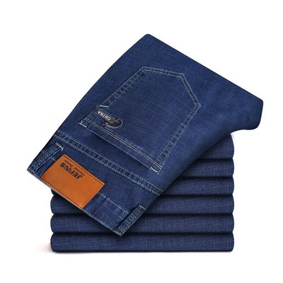 Klasične napredne rastezljive crne traperice Novi stil Poslovna moda Denim Slim Fit Jean hlače Muške robne marke Hlače plus veličina 46