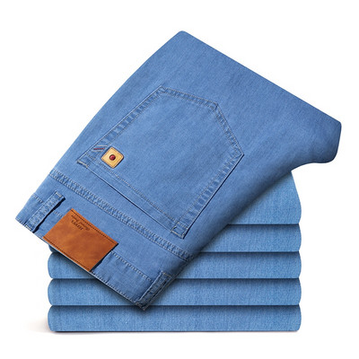 Klasične napredne rastezljive crne traperice Novi stil Poslovna moda Denim Slim Fit Jean hlače Muške robne marke Hlače plus veličina 46