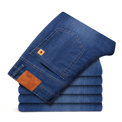 Klasične napredne rastezljive crne traperice Novi stil Poslovna moda Denim Slim Fit Jean hlače Muške robne marke Hlače plus veličina 46