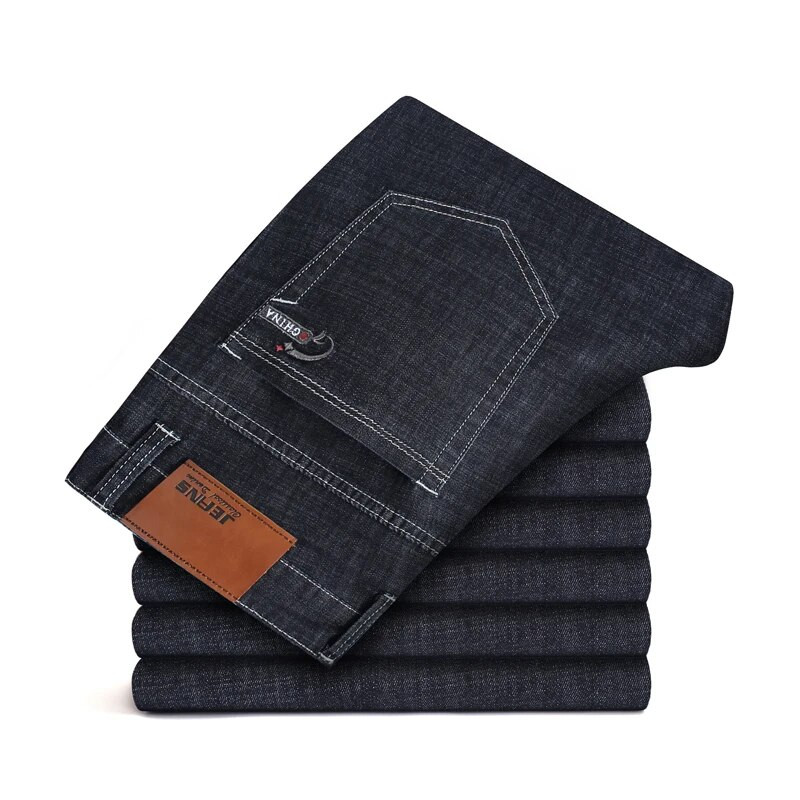 Klasične napredne rastezljive crne traperice Novi stil Poslovna moda Denim Slim Fit Jean hlače Muške robne marke Hlače plus veličina 46