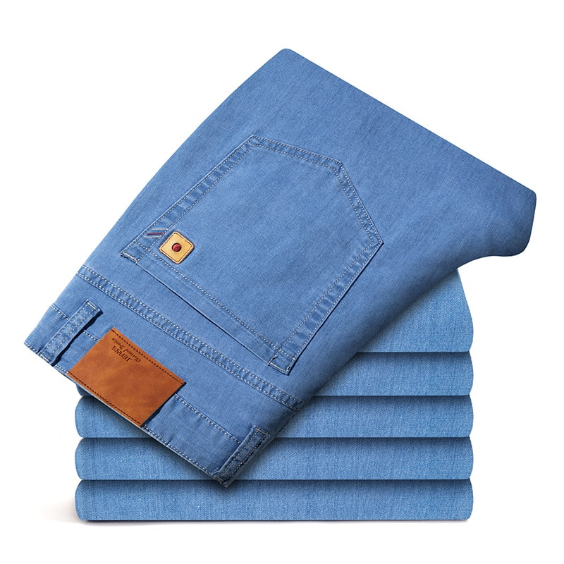 Klasične napredne rastezljive crne traperice Novi stil Poslovna moda Denim Slim Fit Jean hlače Muške robne marke Hlače plus veličina 46