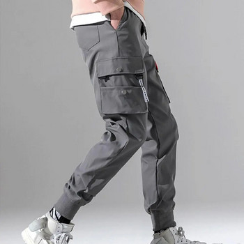 Ανδρικό αθλητικό παντελόνι με πολλές τσέπες μονόχρωμο καθημερινό παντελόνι Cargo