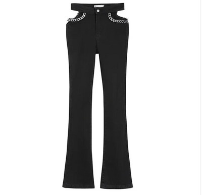 Kelnės moterims Vasaros, plonos, vienspalvės, seksualios iškirptės, korėjietiškos mados laisvalaikio džinsai