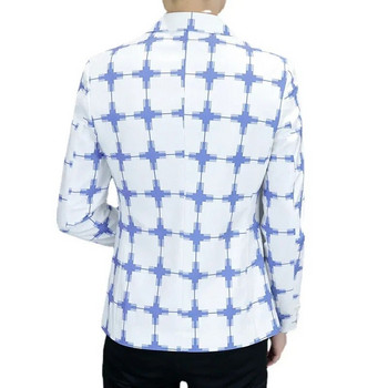 Ανδρικά φθινοπωρινά ρούχα HOO 2024 Νέο καρό μπλέιζερ με στάμπα για νεανικό λεπτό όμορφο σακάκι
